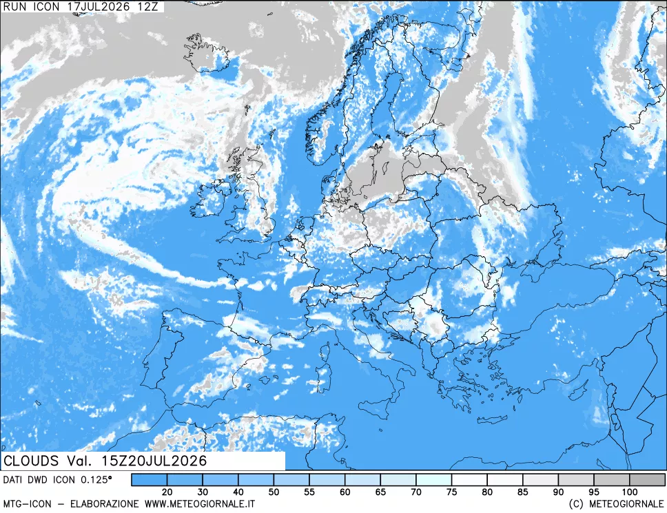 mappa Nuvolosit&agrave; totale