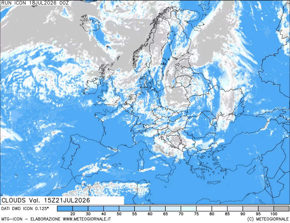 mappa Nuvolosit&agrave; totale