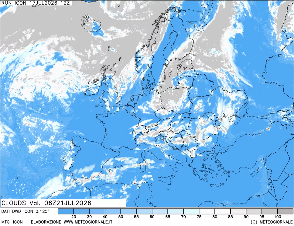 mappa Nuvolosit&agrave; totale