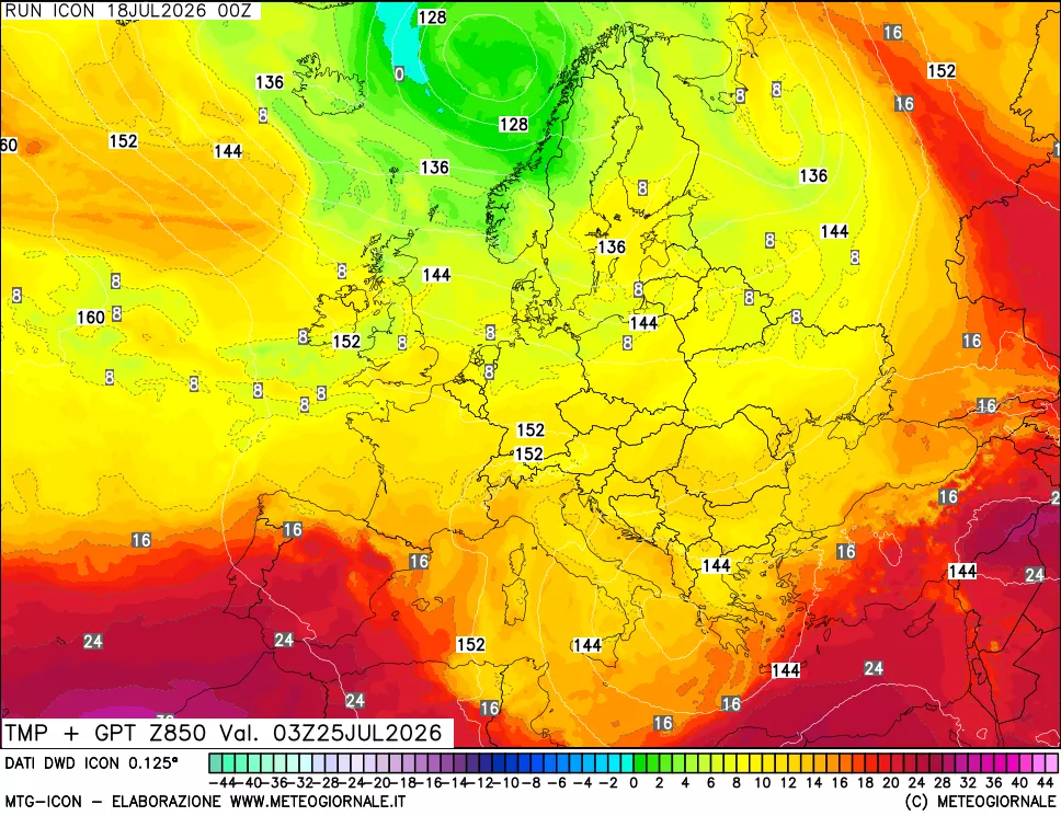 mappa 850 hPa Temp + GPT