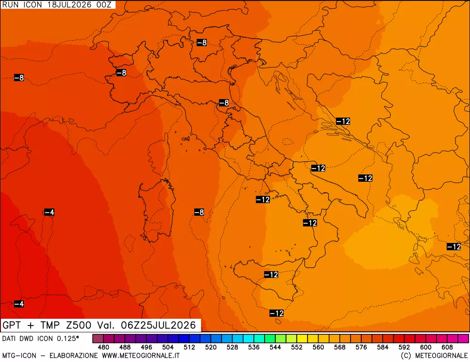 mappa 500 hPa GPT + Temp