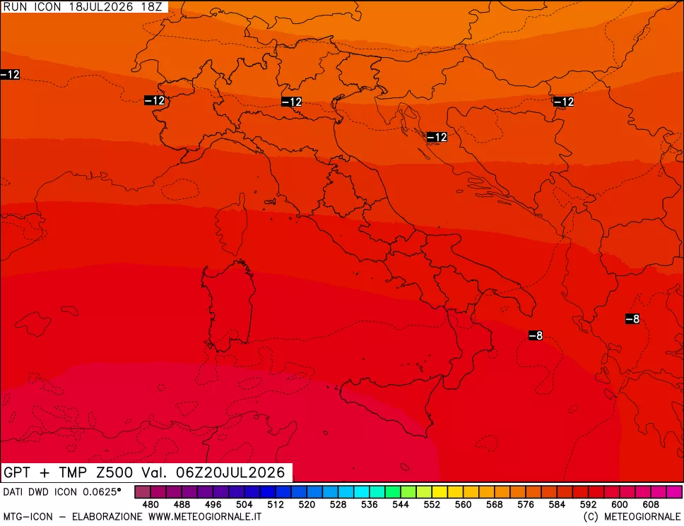 mappa 500 hPa GPT + Temp