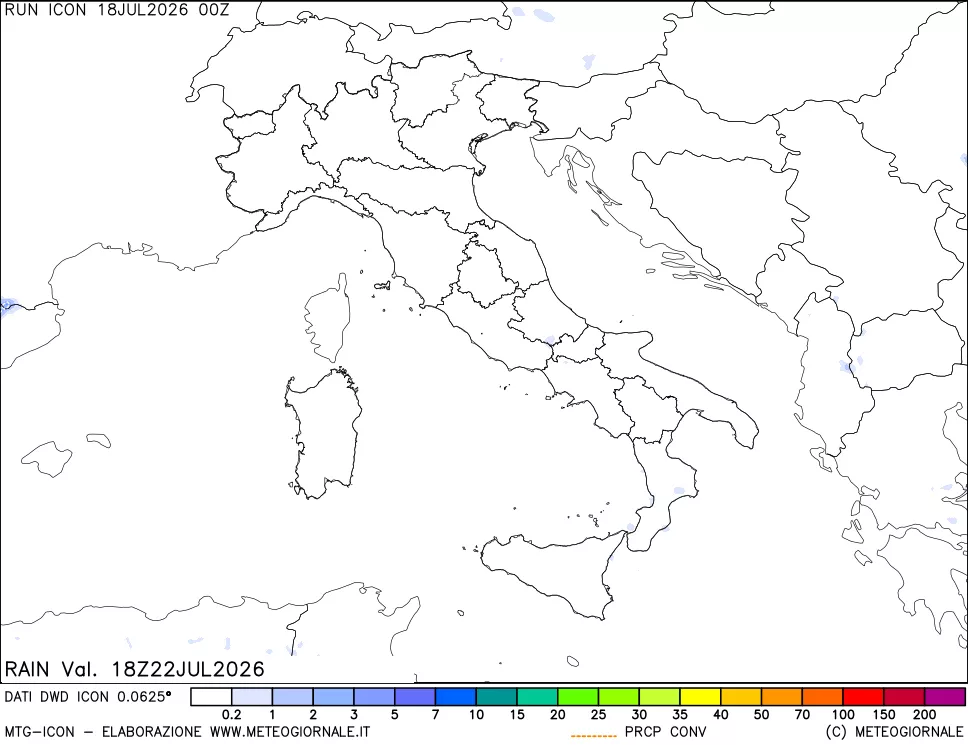 mappa Precipitazioni 24 ore precedenti