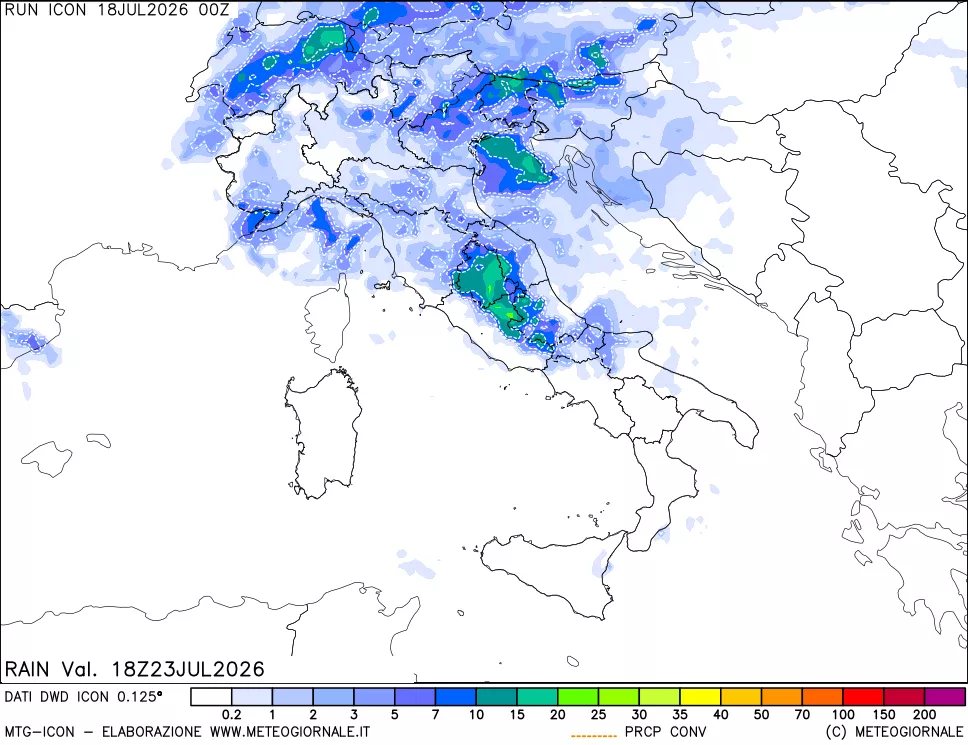 mappa Precipitazioni 24 ore precedenti