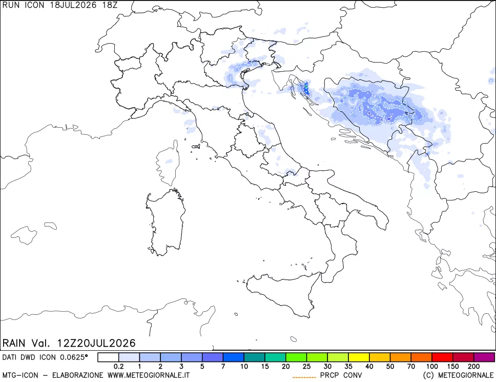 mappa Precipitazioni 24 ore precedenti