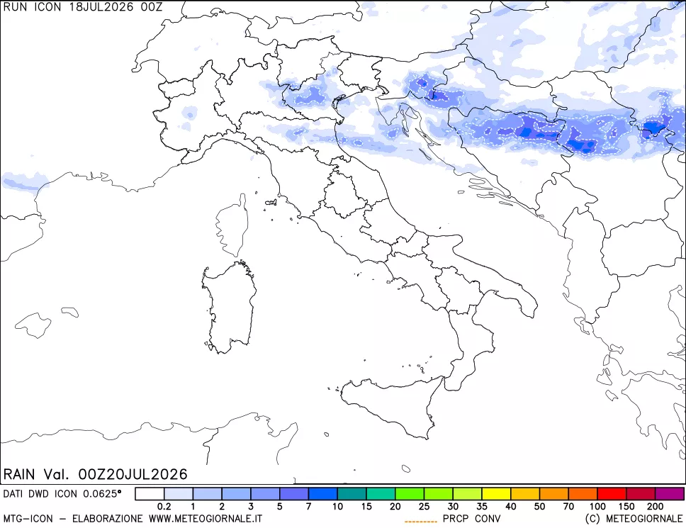 mappa Precipitazioni 24 ore precedenti