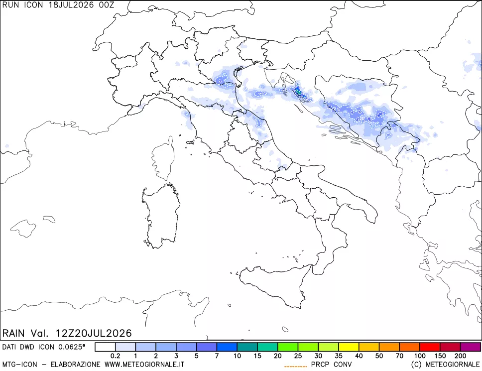 mappa Precipitazioni 24 ore precedenti