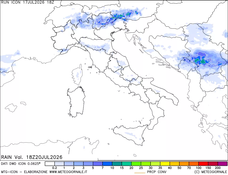 mappa Precipitazioni 24 ore precedenti