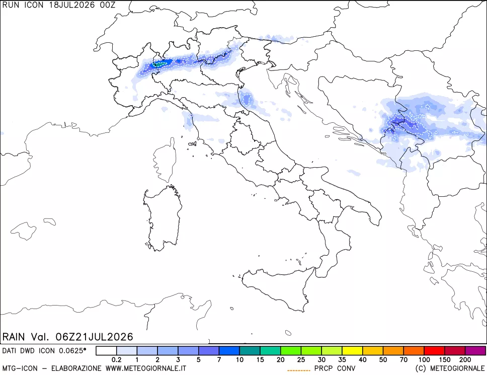 mappa Precipitazioni 24 ore precedenti