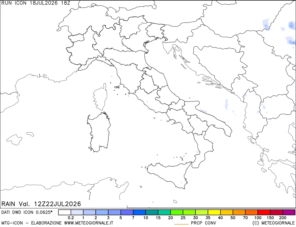 mappa Precipitazioni 24 ore precedenti