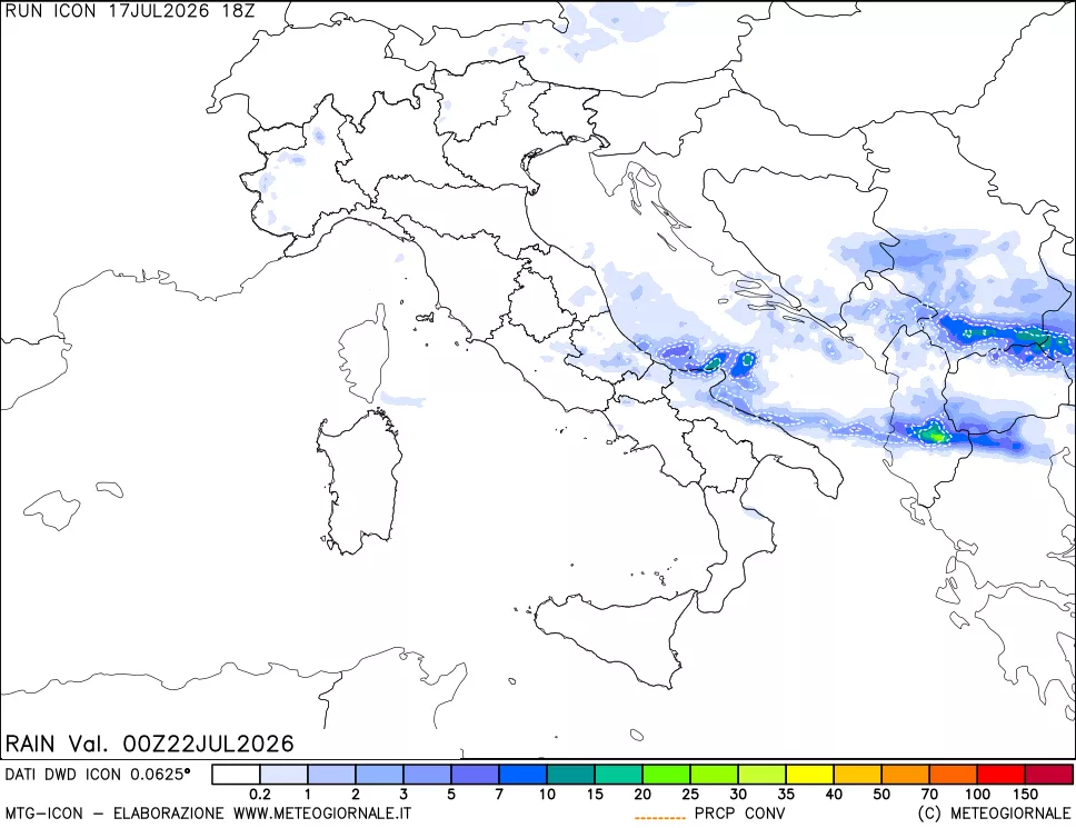 mappa Precipitazioni totali e convettive