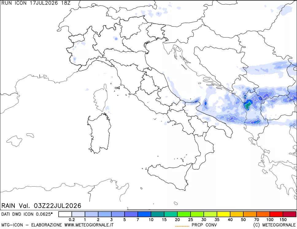 mappa Precipitazioni totali e convettive