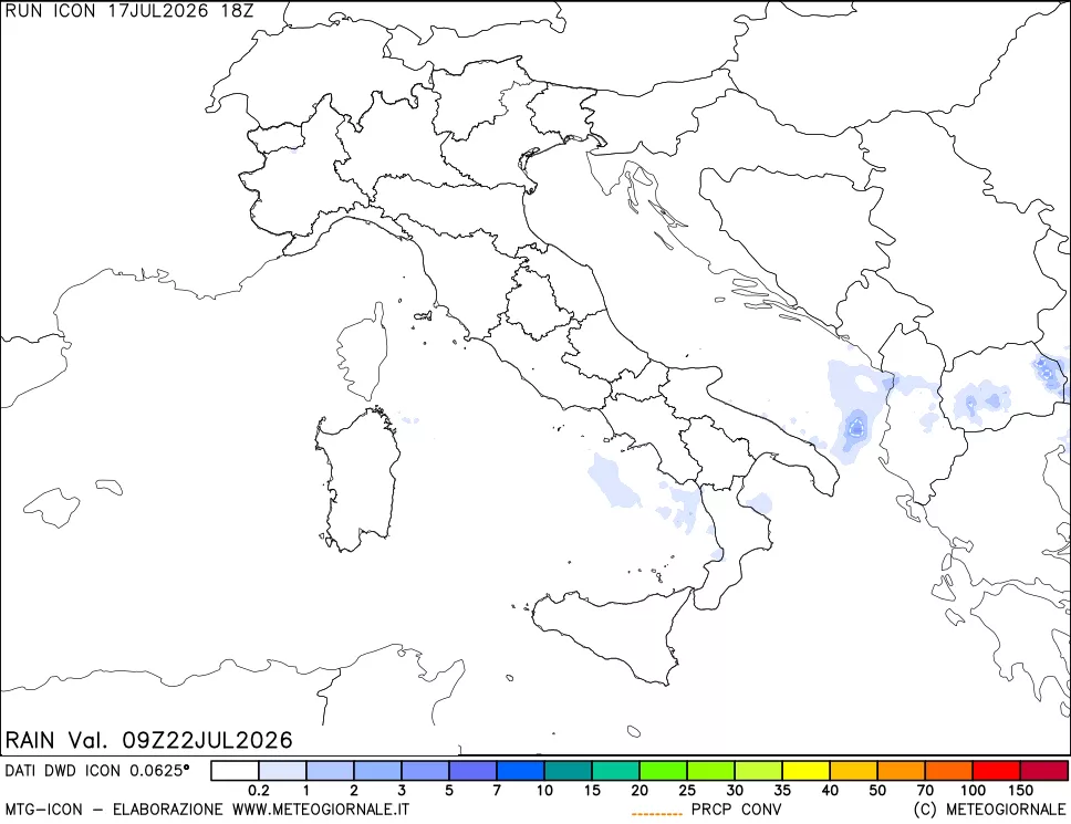 mappa Precipitazioni totali e convettive
