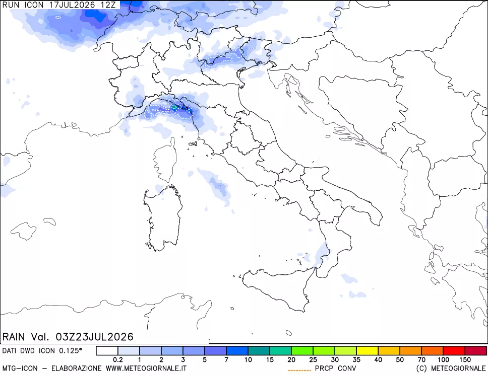 mappa Precipitazioni totali e convettive