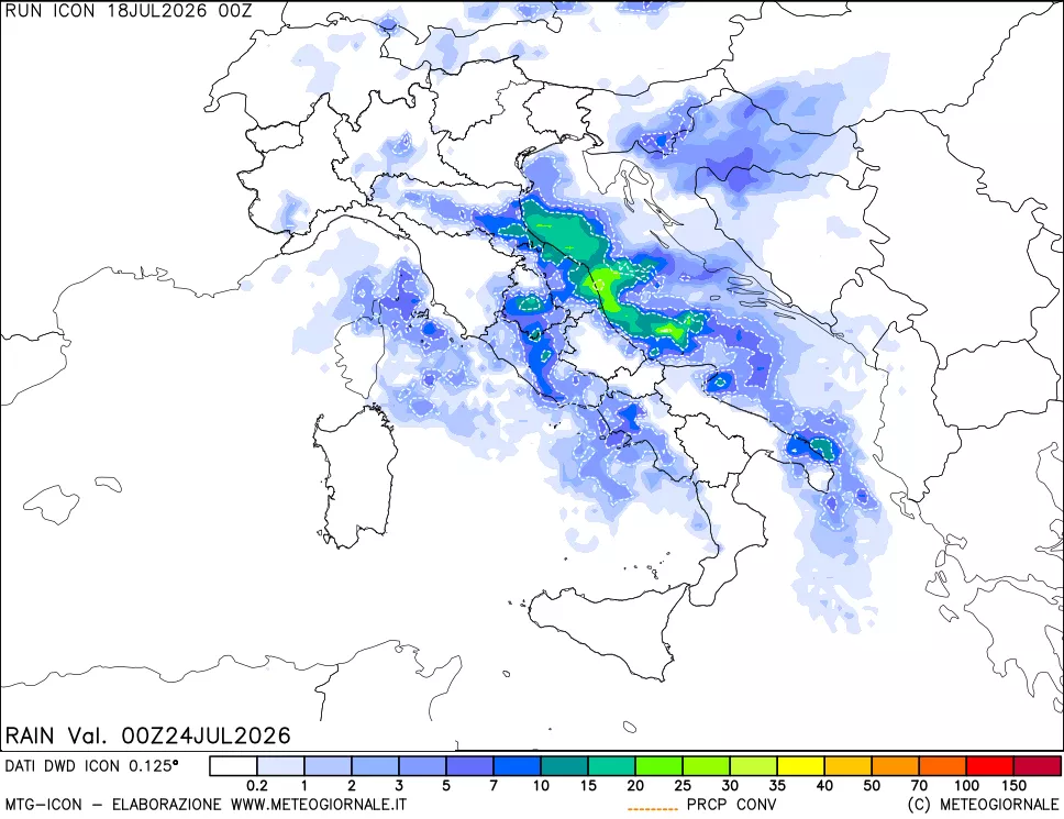 mappa Precipitazioni totali e convettive