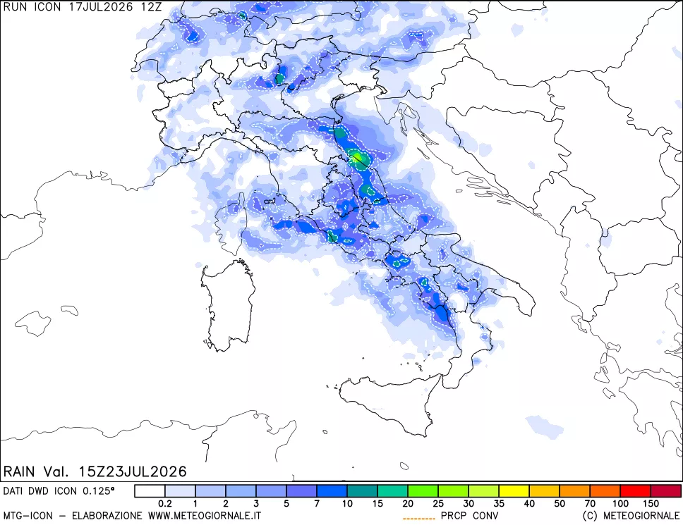 mappa Precipitazioni totali e convettive