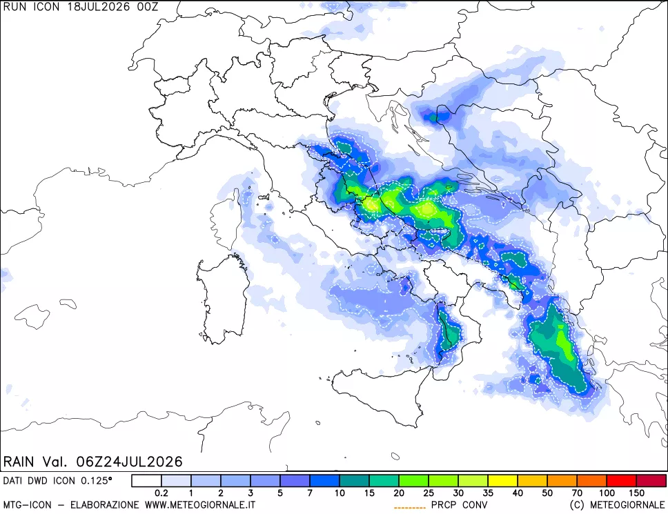 mappa Precipitazioni totali e convettive