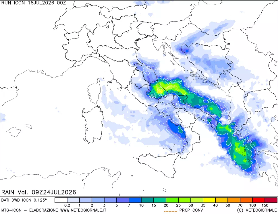 mappa Precipitazioni totali e convettive