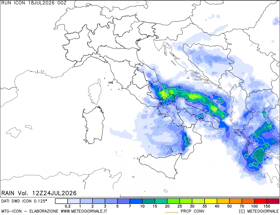 mappa Precipitazioni totali e convettive