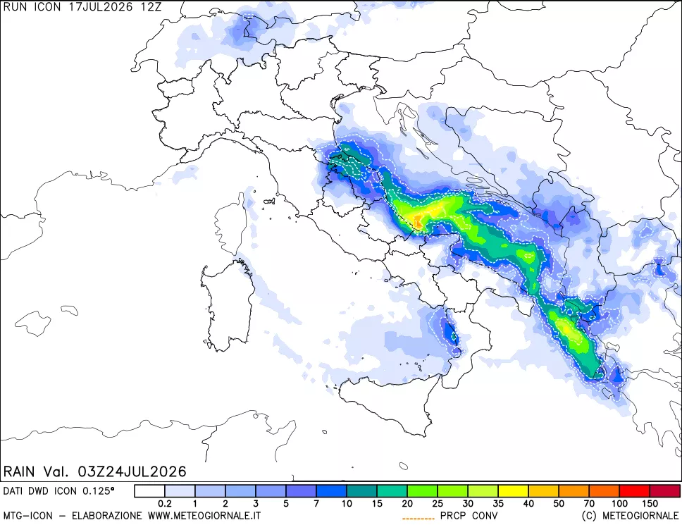 mappa Precipitazioni totali e convettive