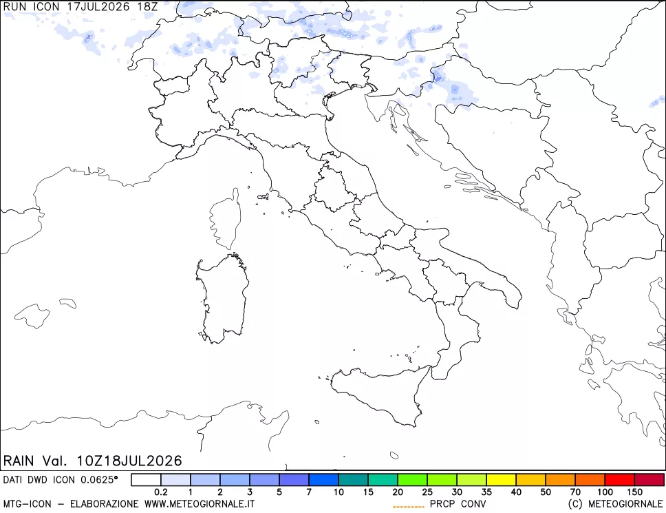 mappa Precipitazioni totali e convettive