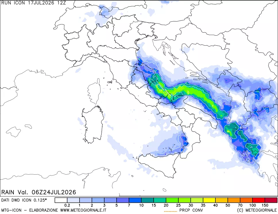 mappa Precipitazioni totali e convettive