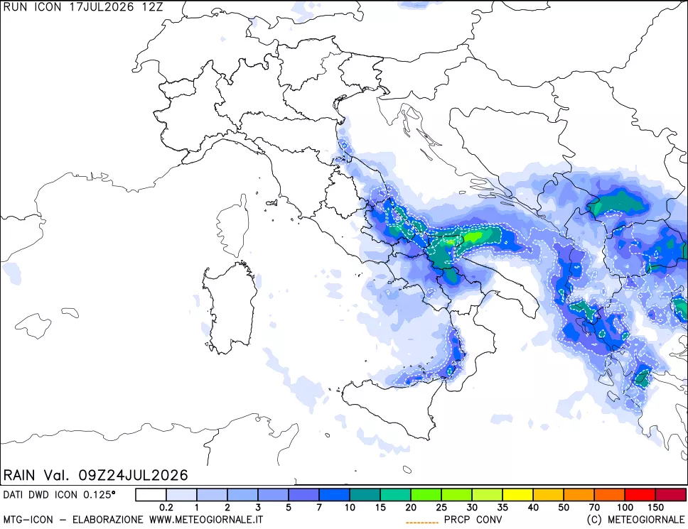 mappa Precipitazioni totali e convettive