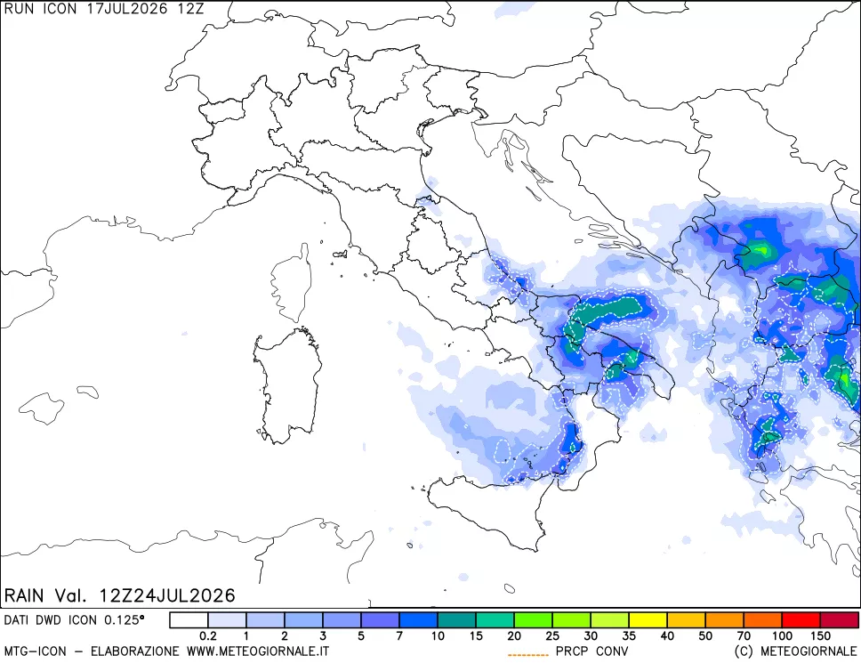 mappa Precipitazioni totali e convettive