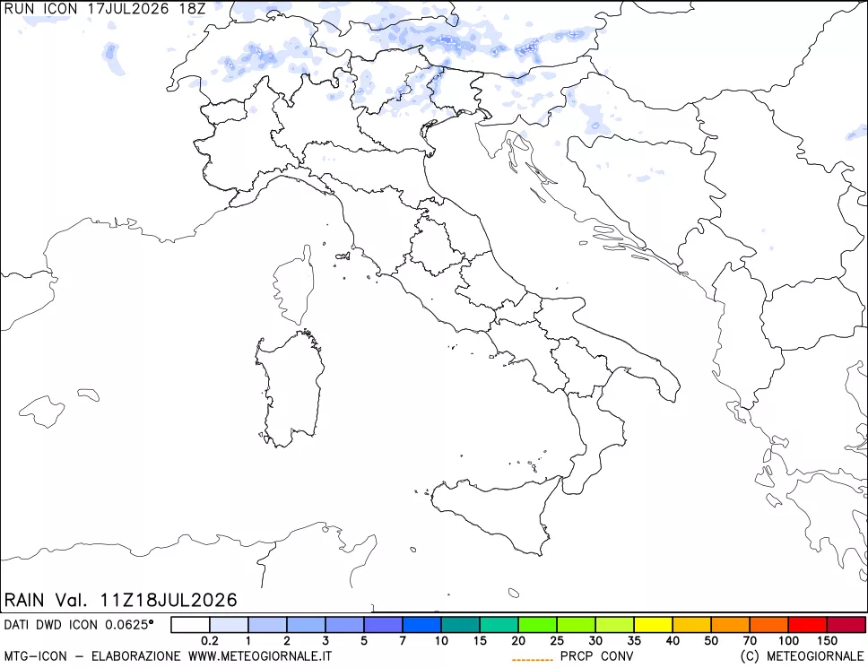 mappa Precipitazioni totali e convettive