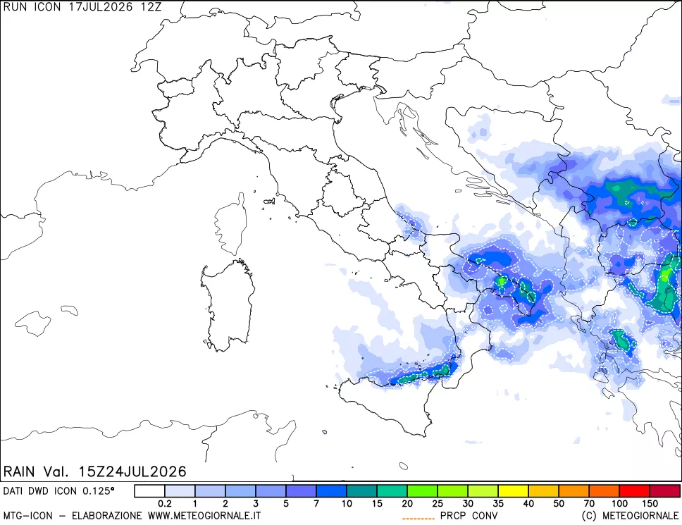 mappa Precipitazioni totali e convettive