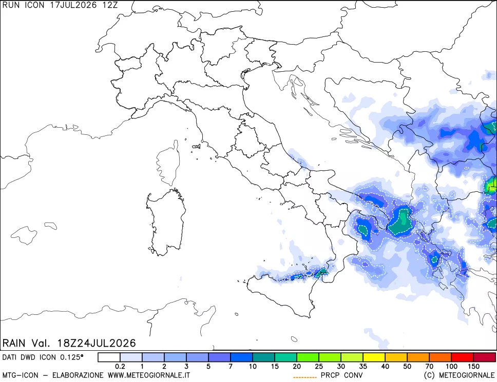 mappa Precipitazioni totali e convettive