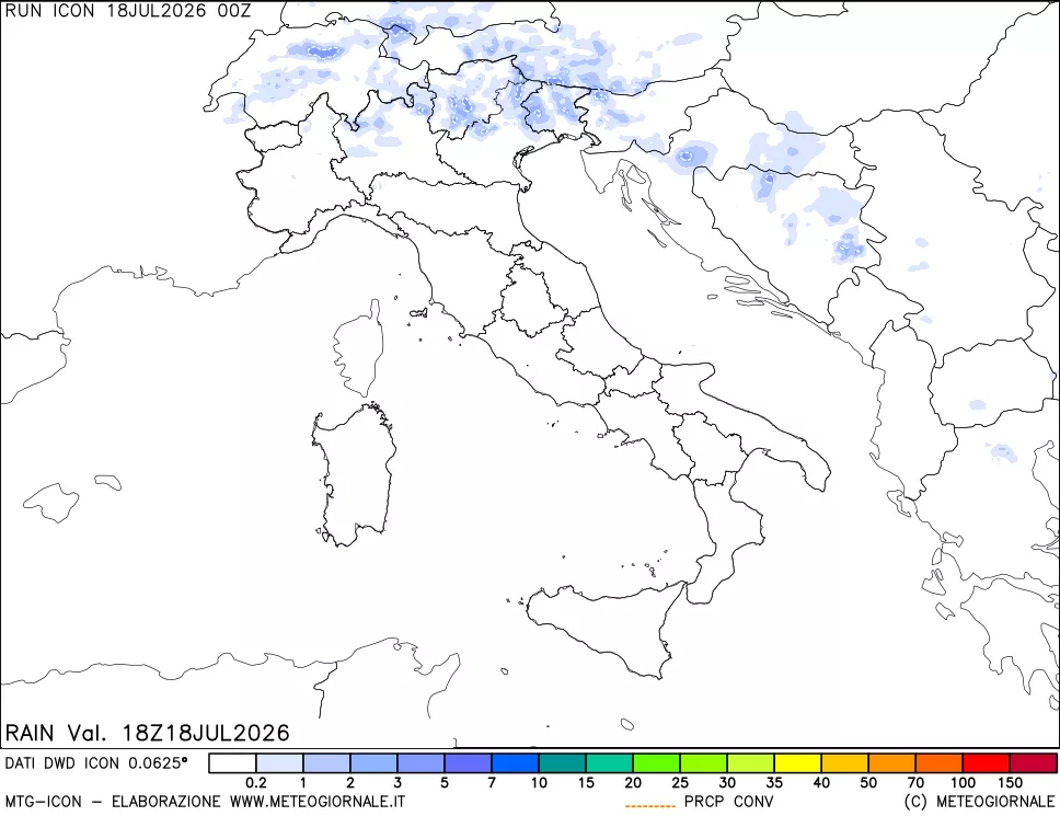 mappa Precipitazioni totali e convettive