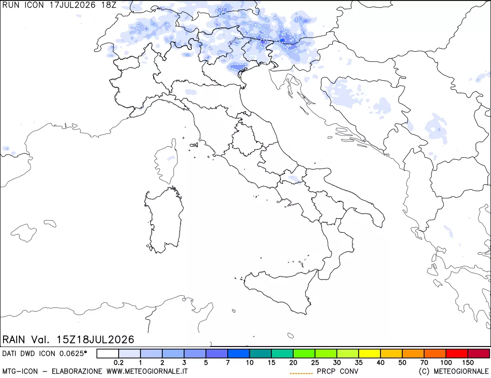 mappa Precipitazioni totali e convettive
