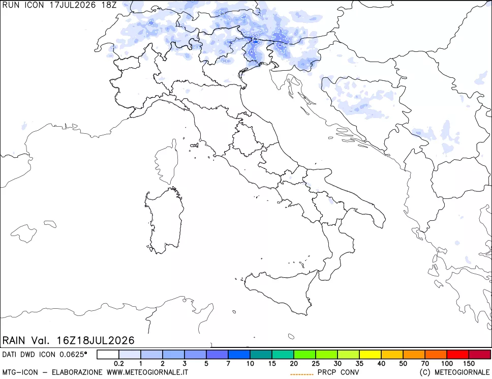 mappa Precipitazioni totali e convettive