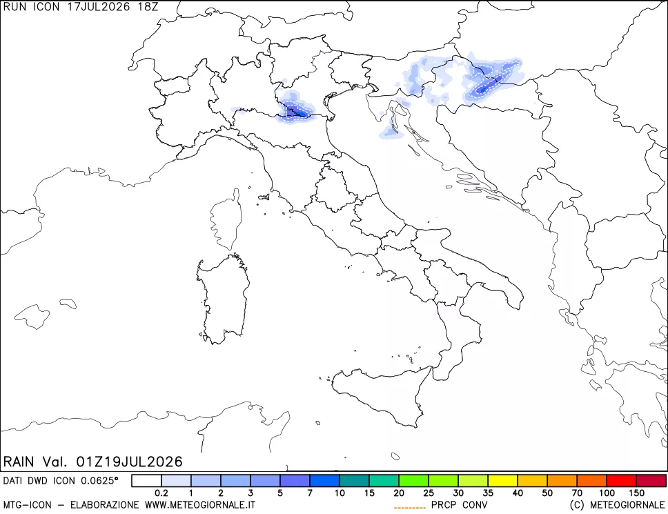 mappa Precipitazioni totali e convettive
