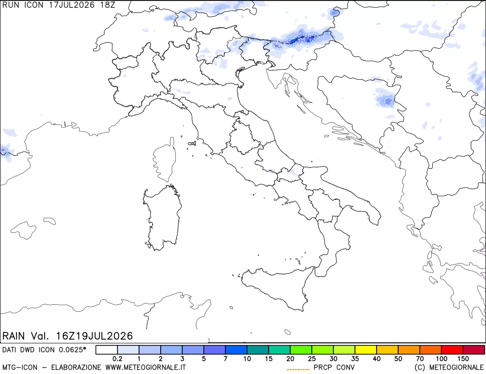 mappa Precipitazioni totali e convettive
