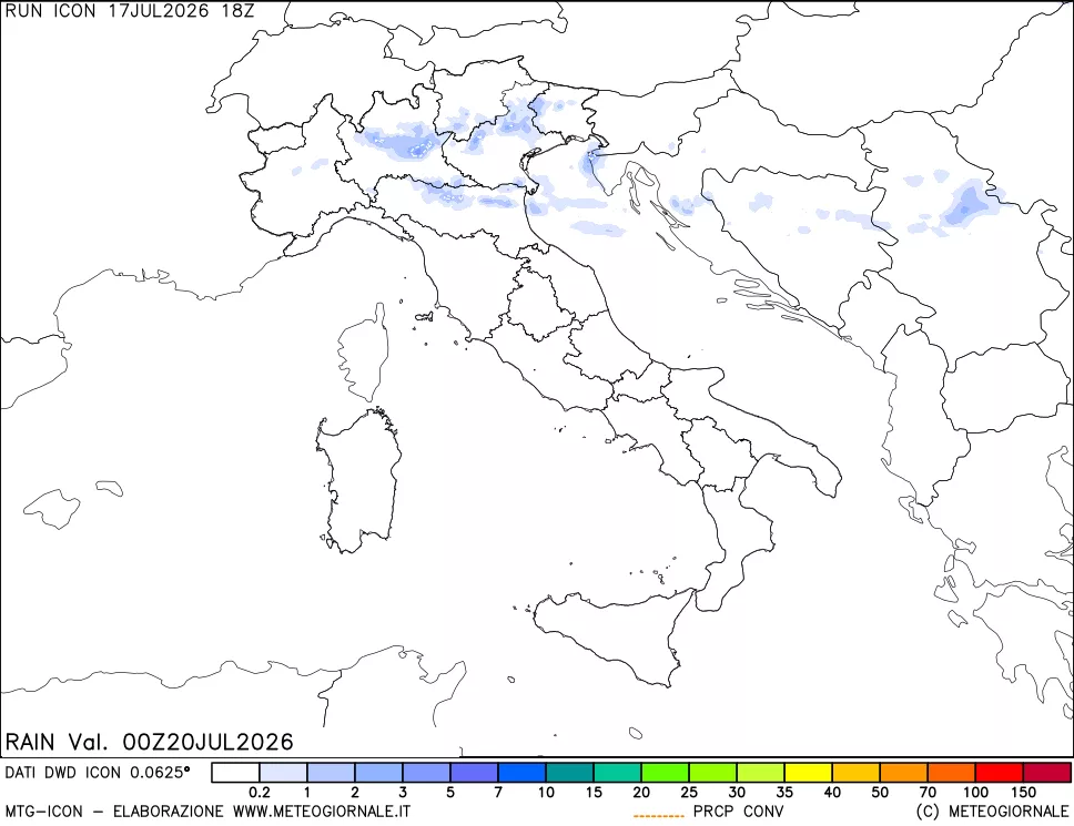 mappa Precipitazioni totali e convettive