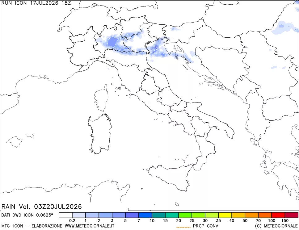 mappa Precipitazioni totali e convettive