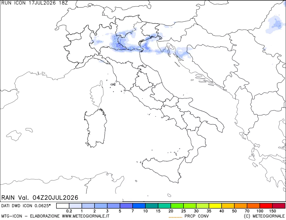 mappa Precipitazioni totali e convettive