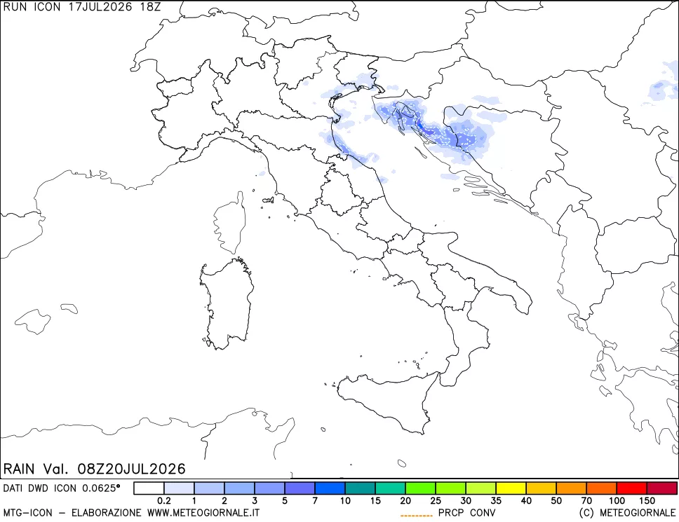 mappa Precipitazioni totali e convettive