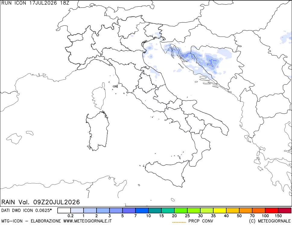 mappa Precipitazioni totali e convettive