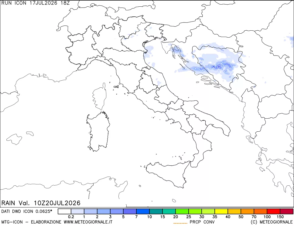 mappa Precipitazioni totali e convettive