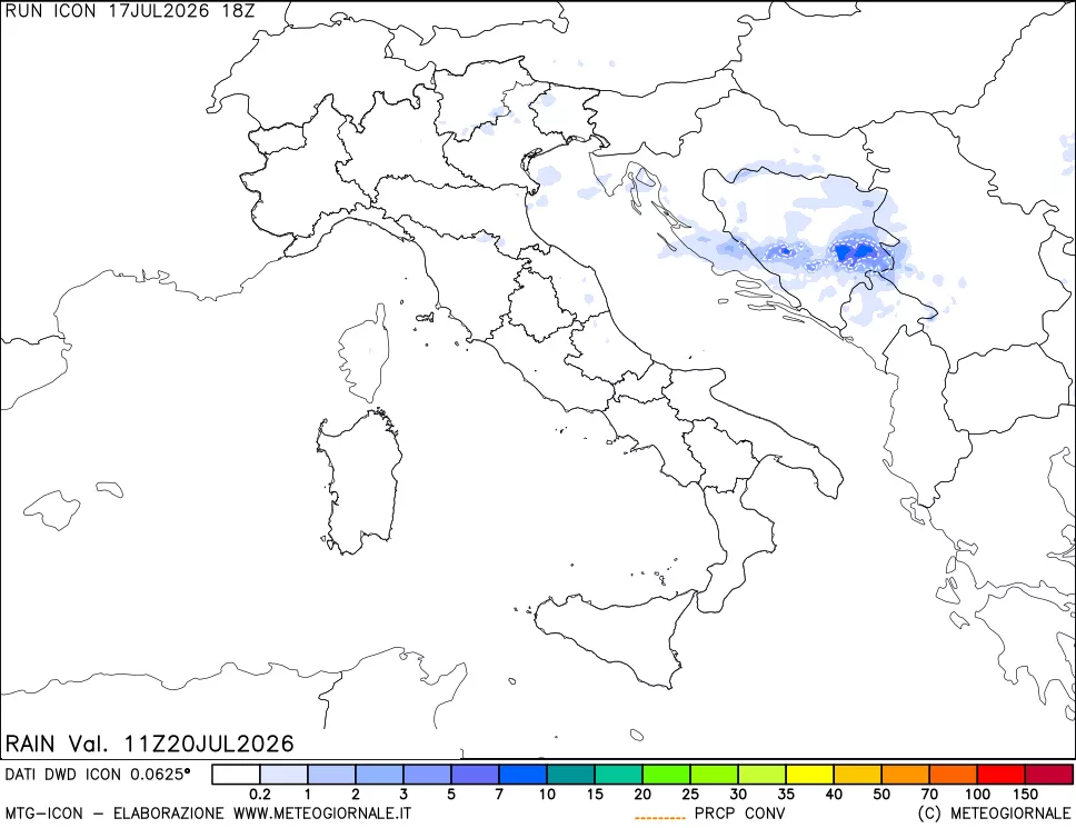 mappa Precipitazioni totali e convettive