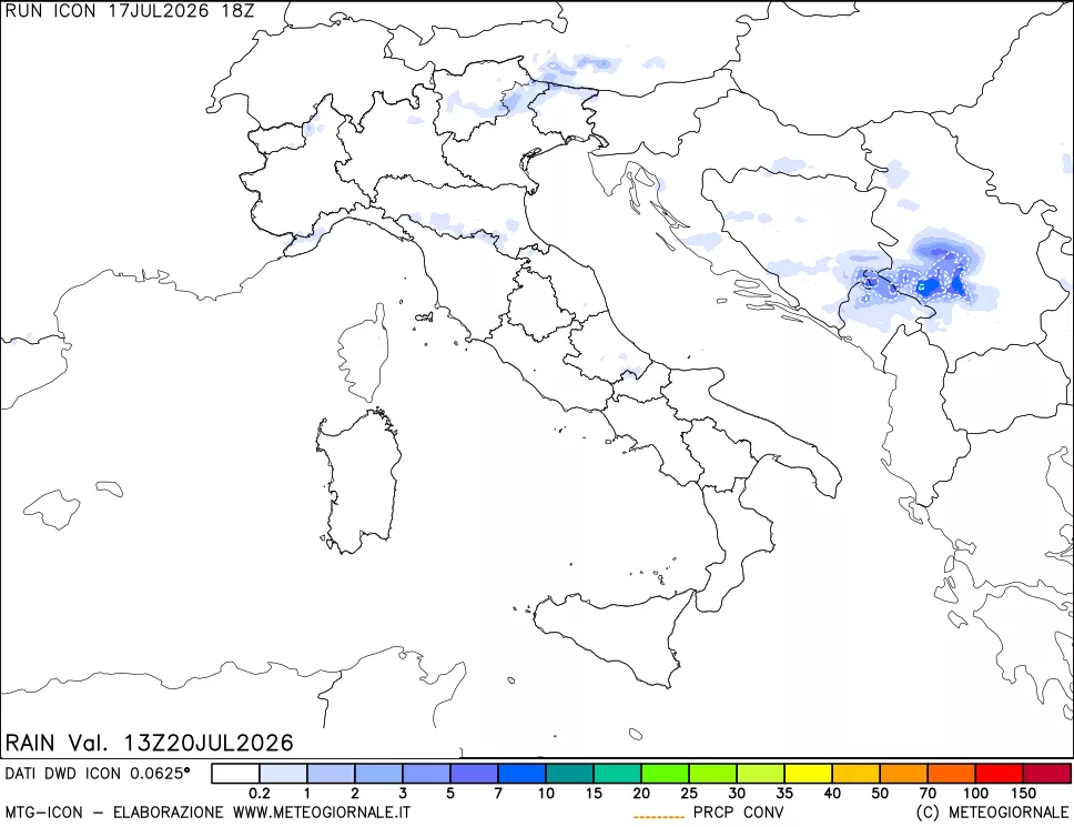mappa Precipitazioni totali e convettive