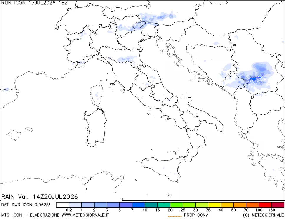mappa Precipitazioni totali e convettive