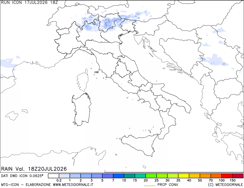 mappa Precipitazioni totali e convettive
