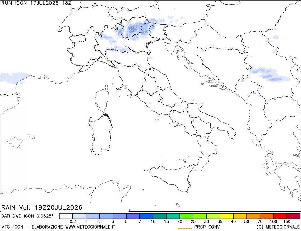mappa Precipitazioni totali e convettive