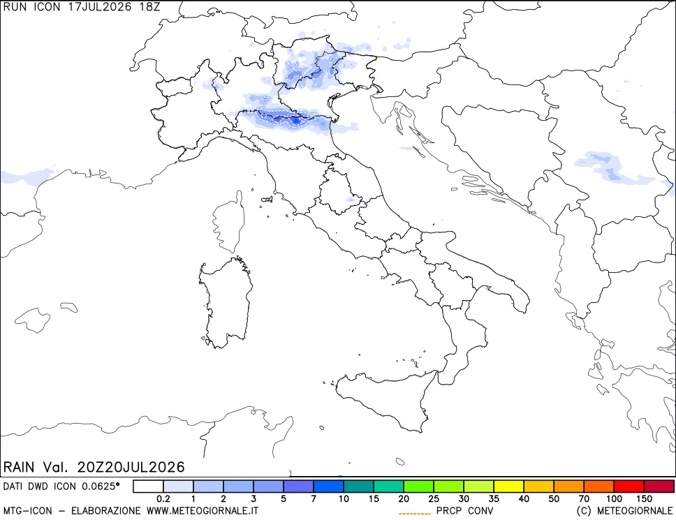 mappa Precipitazioni totali e convettive