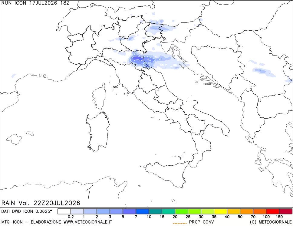 mappa Precipitazioni totali e convettive