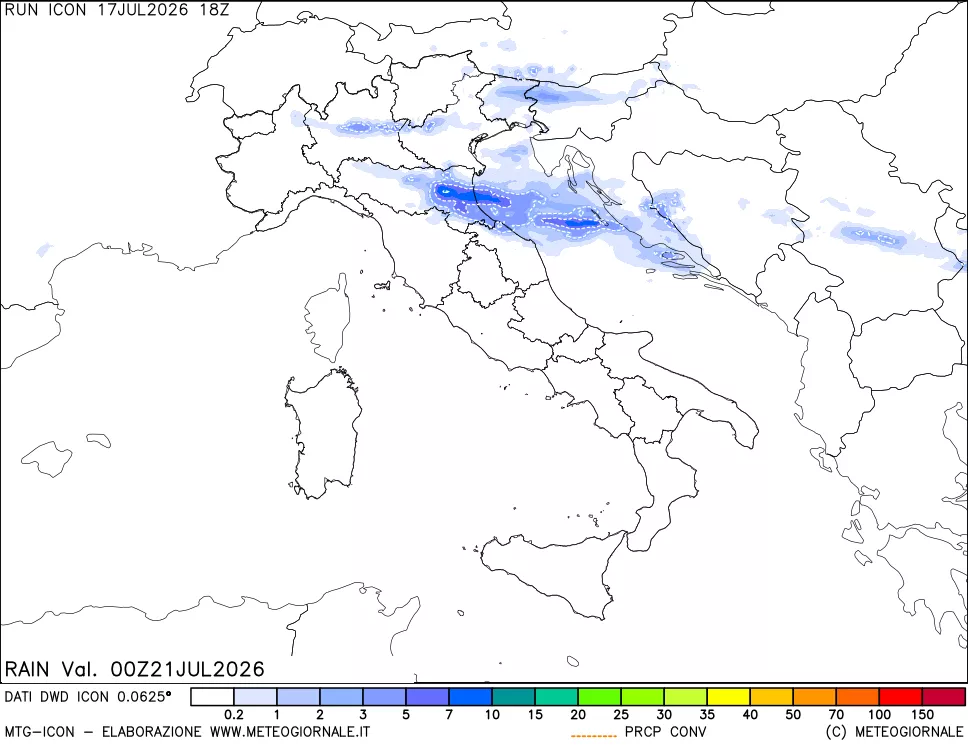 mappa Precipitazioni totali e convettive